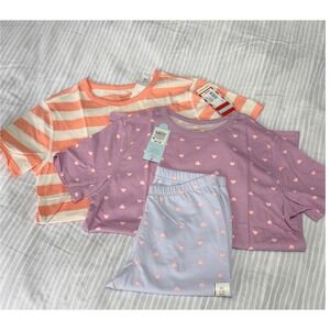 Cat & Jack 3pc Set Girls XL 14 Purple Orange Hearts Stripes Adaptive NWT